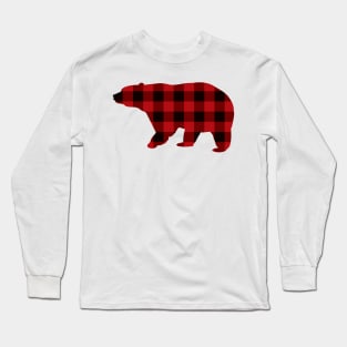 1980s Funny Matching Family Christmas lumberjack Buffalo Plaid Bear Long Sleeve T-Shirt